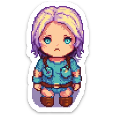 Silent Hill character emote for Twitch, pixel art style, Heather Mason with a determined expression sticker