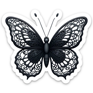 Black lace butterfly sticker