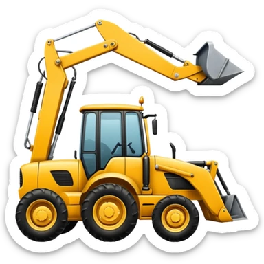 A tractor with a back hoe and a loader sticker