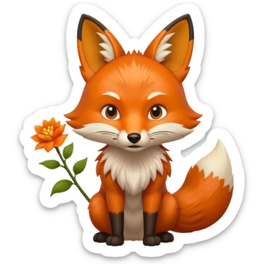 stojący z kwiatkiem lisek który jest wściekły  sticker