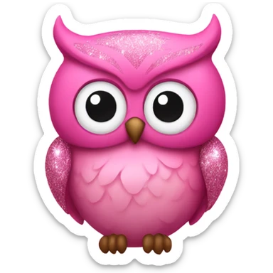 Pink owl with glitter sticker