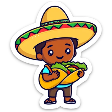 Mexican eating tacos sticker