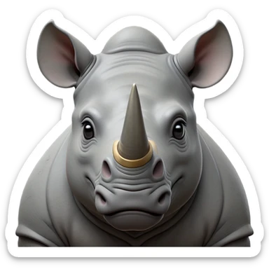 cinematic-noble-rhinoceros-portrait-emoji,-poised,-with-a-massive,-powerful-build-and-a-thick,-hide-of-slate-gray,-deep-set-soulful-piercing-eyes,-simplified-yet-sharp-and-sophisticated-features,-highly-detailed, with large black eyes, szoomed out showing houlders sticker