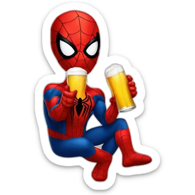 Emoji de Spiderman tomando cerveza sticker