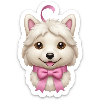 white dog with pink ribbon sticker