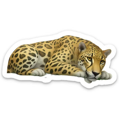 Lounging Jaguar on greenery sticker