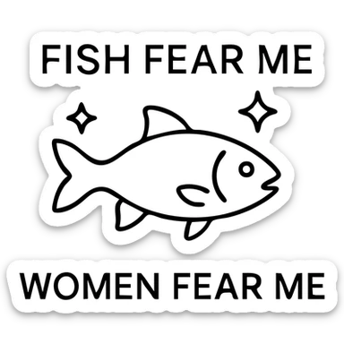fish with sparkles with text fish fear me women fear me sticker