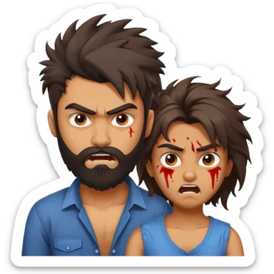 brother and sister fighting modern culture naughty  - indian skin and hairstyle - men beard  sticker
