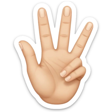 Create hand gesture with three fingers shaped downward in the shape of a letter M sticker