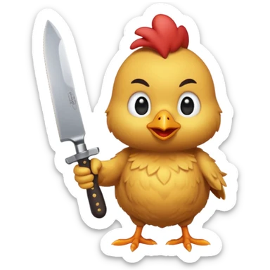 little chicken holding knive sticker