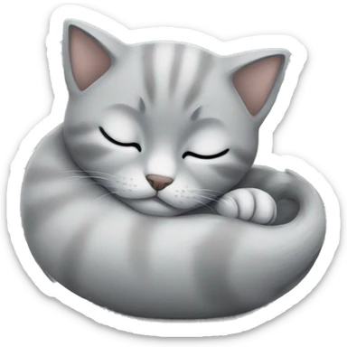 grey kitten sleeping sticker