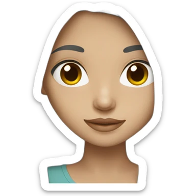 White skin color pakistani girl with black long hair sticker