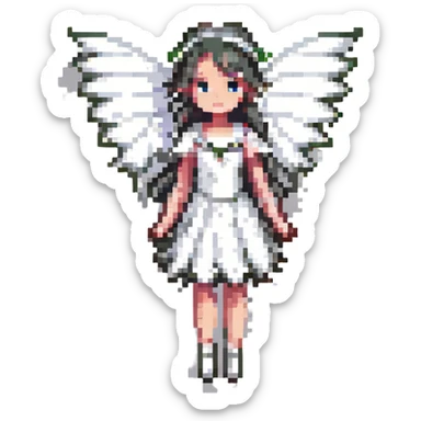 A fairy with wings, monochrome colors, fantasy theme sticker