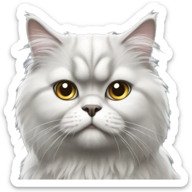a grey and white persian cat sticker