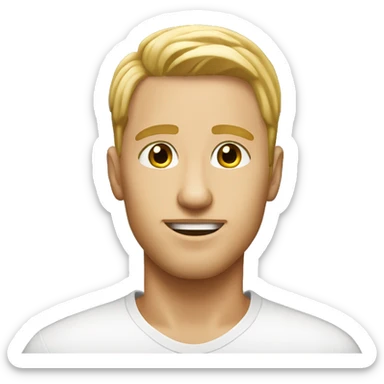 generic blonde guy, short hair with low taper fade. give him big nose sticker