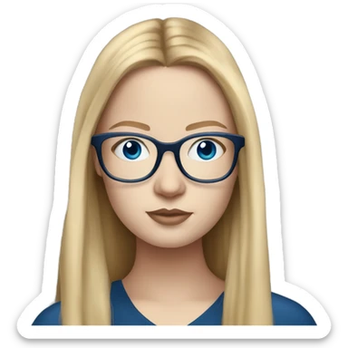 Realistic anna delvey blonde, blue eyes wearing glasses  sticker