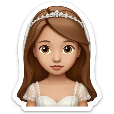 Niña pelo castaño, vestido boda, 5 años sticker