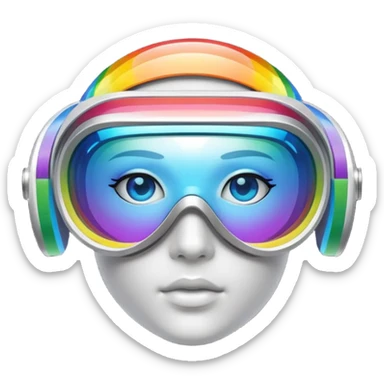 silver simulation rainbow visor goggles sticker