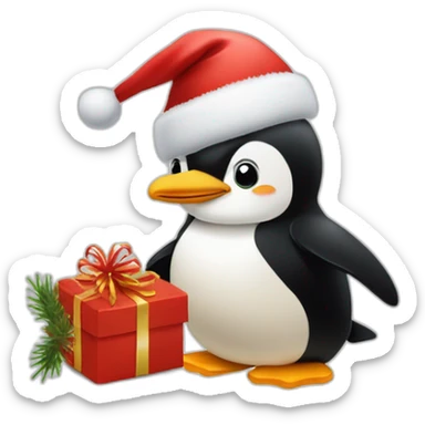 Pinguin mit einem Weihnachtsmarkt hut sticker