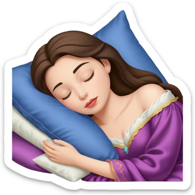 sleeping beauty brunette white girl with a silk pillow sticker
