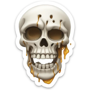 Melting skeleton head sticker