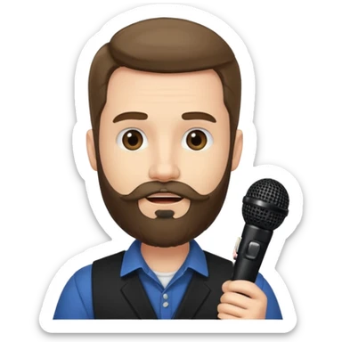 The weeked – beard, late 30s, holding microphone sticker