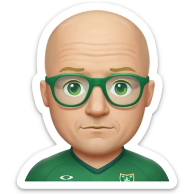 irish rugby player with no hair and green glasses sticker