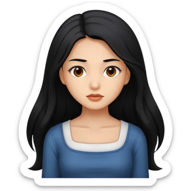 A deep skin girl with long black hair swept to the front and a square neckline shirt and brown eyes sticker