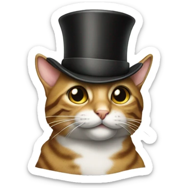tabby cat with top hat sticker
