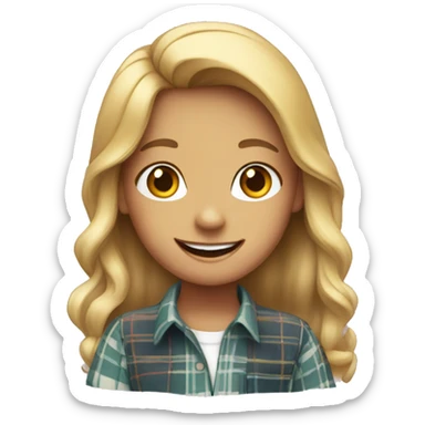 smiling girl in plaid shirt sticker