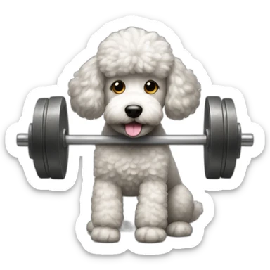 A poodle lifting a barbell sticker