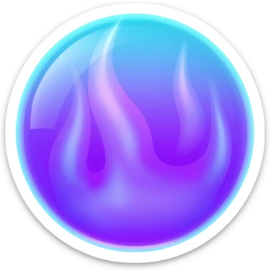 Magic glowing neon-Cyan-purple-gradient iridescent exotic magical glossy glassy burning blue-purple-flames ball of fire  sticker