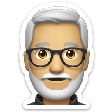 kaukasian male glasses beard stylish light grey hair  sticker