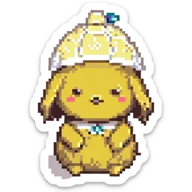 Pompompurin waving pixel art sticker