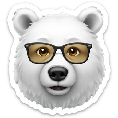white bear with glasses sticker