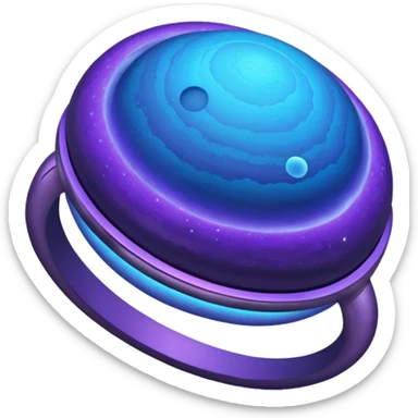 Oval shaped planet, 2 moons, ring sticker