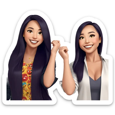twin sisters with bright smiles sticker