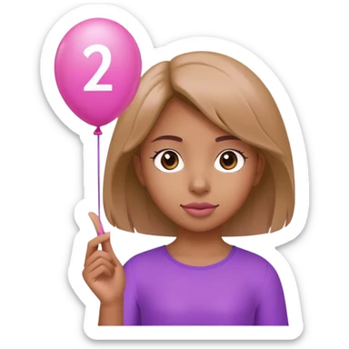 Girl holding a Pink balloon with a 2 on it and a purple balloon with a 3 on it  sticker