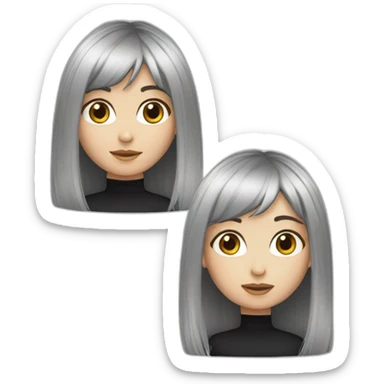 white girl black hair bangs sticker