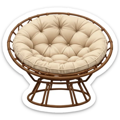 Light brown Papasan chair with cream cushion sticker