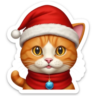 Ginger cat wearing a Christmas hat sticker