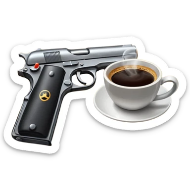 Coffee and pistol sticker