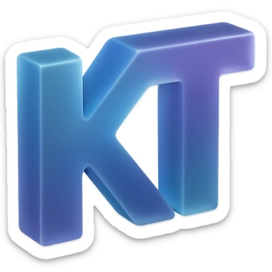 the letters KT with a fancy colorful gradient for the color with blue and purple sticker