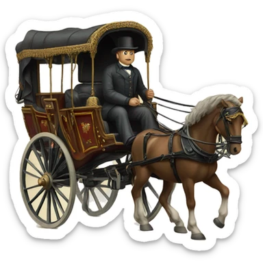 a man sits in a horse-drawn carriage from Russia in the 19th century sticker