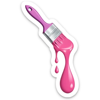 flying art brush dripping pink slop sticker