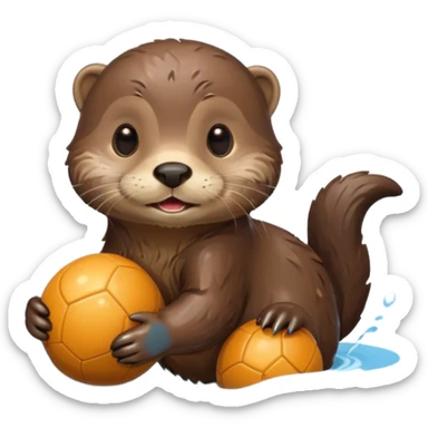 otter with ball and water sticker