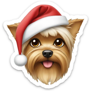 Yorki wearing a Santa hat sticker