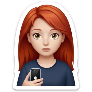 Una chica pelo rojo que está con OJERAS color de piel blanca y tiene en su mano un iPhone 16 de 2024 sticker