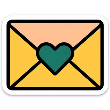 a letter sealed with a dark green heart, elegant and classic sticker