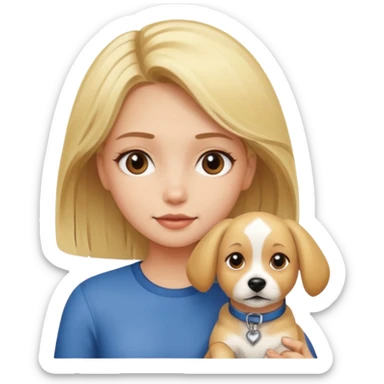 blonde girl with a dog sticker